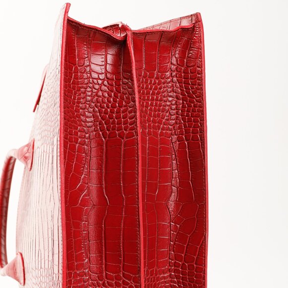 Teddy Blake Kate Red Croco Embossed Leather Handbag - Picture 5 of 11